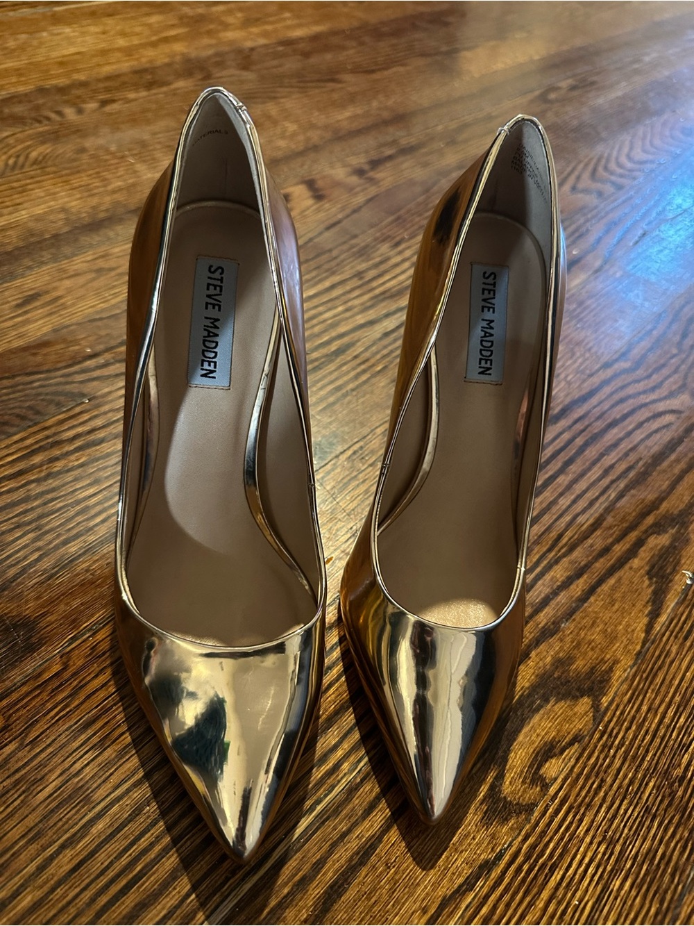 Steve Madden Shiny Metallic Gold Pointed Pumps